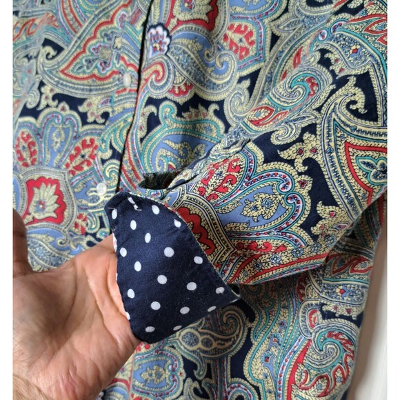 Chaps Size S Blouse Paisley No Iron 3 /4 Sleeve Button Front Career Preppy - Picture 6 of 8